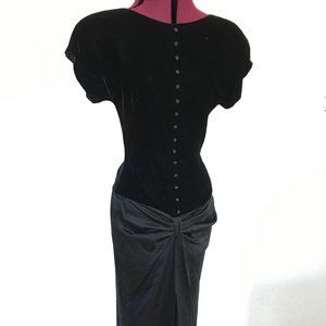 VHTF RARE Vintage BASILE Couture 30s Style Ruched Velvet Evening Gown